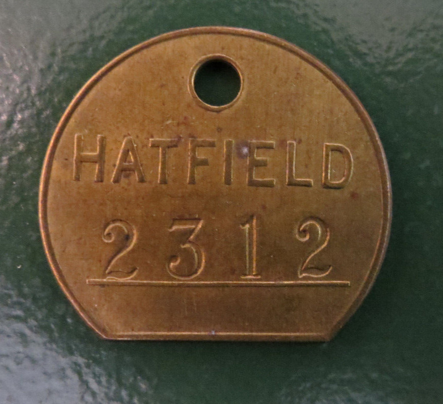 HATFIELD TOKEN / COLLIERY PIT CHECK marked HATFIELD 2312