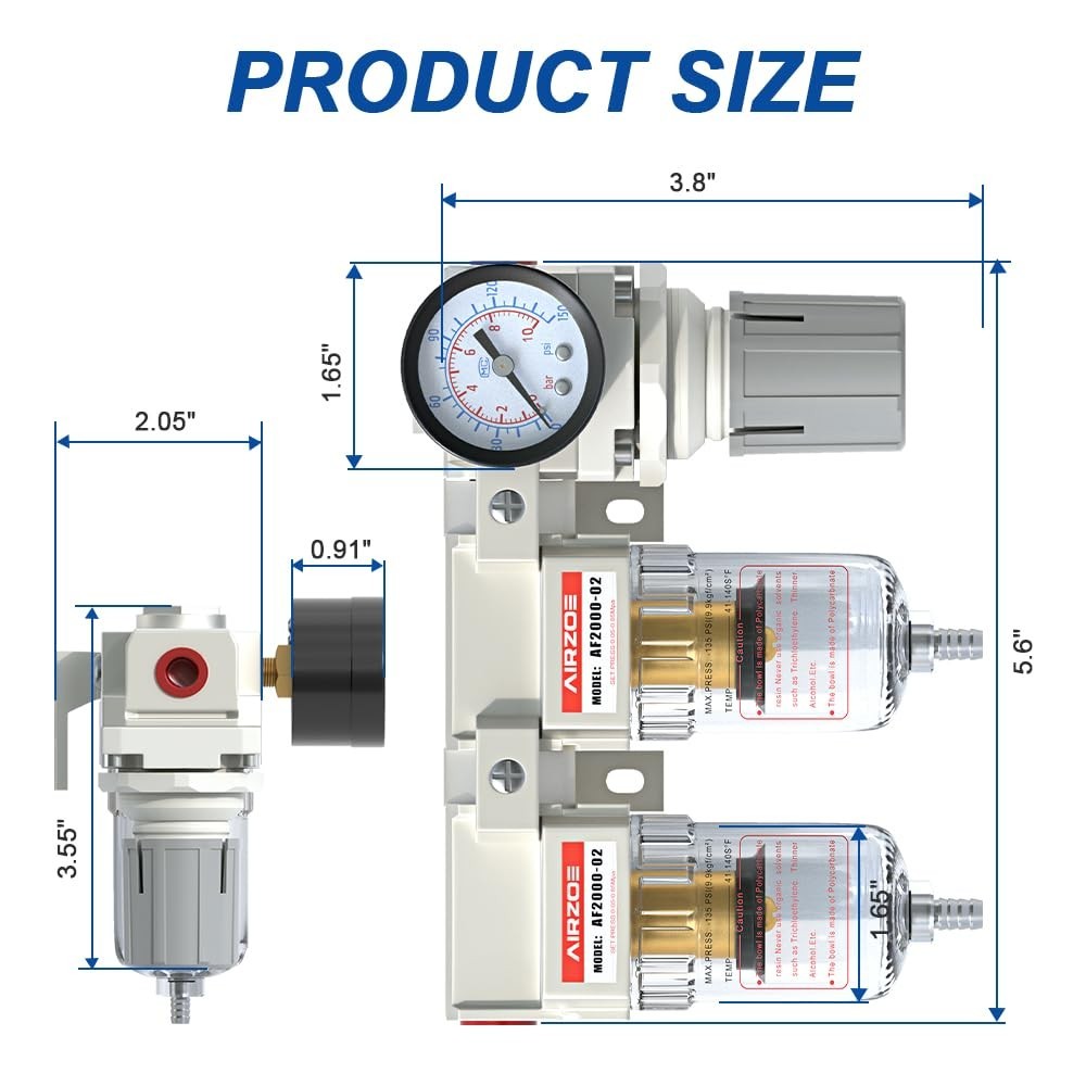 Versatile 1/4" NPT Air Filtration System with Brass Element & Installation Kit
