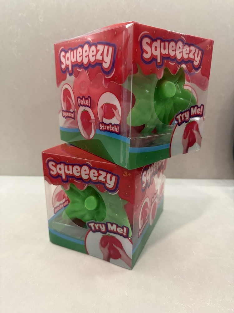 Squeezy Strawberry Tactile Squeeze Toy Red Fidget Fruit bundle 2