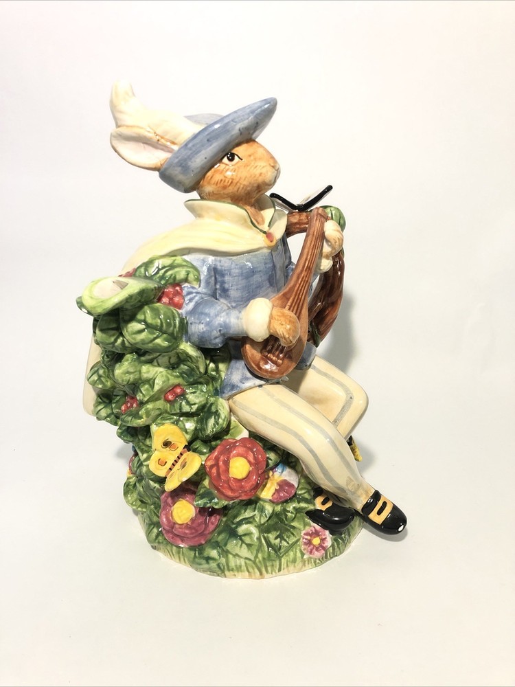 Rabbit Troubadour Ceramic Pitcher-12”x9”x8”-WCL. Rabbit Tea Pot -Easter Decor.
