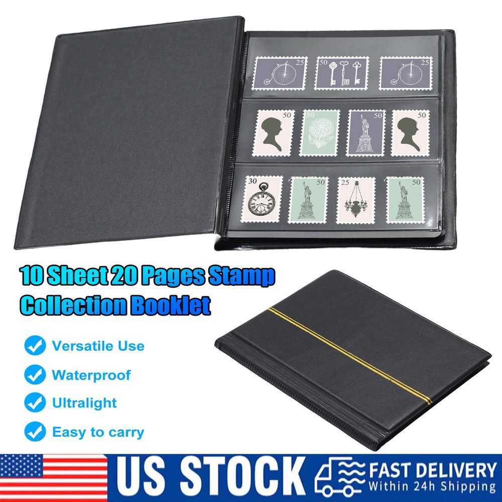 10-Page 20-Sheet Stamp Collection Album for Organized Stamp Storage and Display