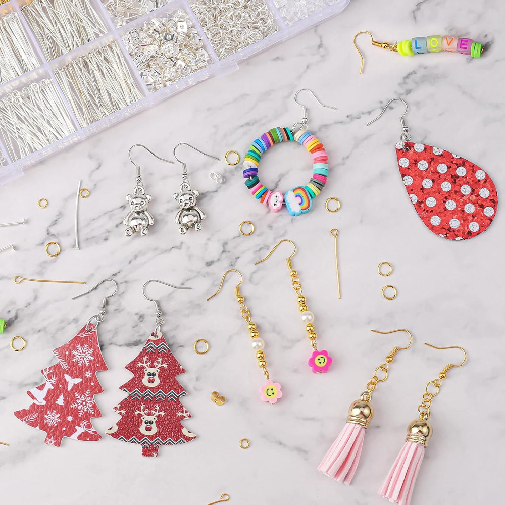 3480Pcs Earring Making Supplies Kit with Hooks, Pins, Jump Rings, Backs, Post...