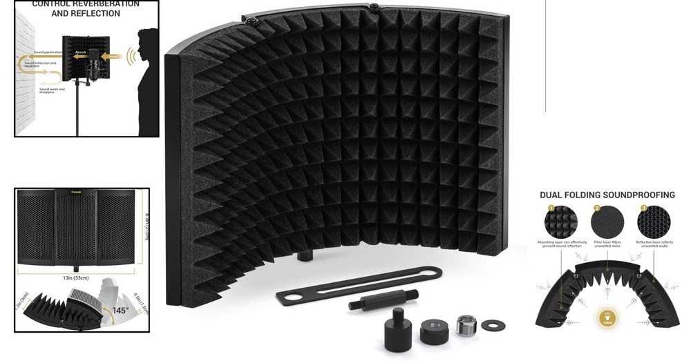 Compact Microphone Isolation Shield for Superior Noise Reduction and Studio Use
