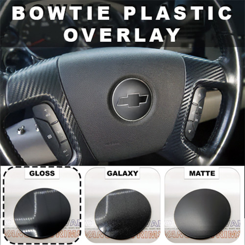 Gloss Black Steering Wheel Bowtie PLASTIC Overlay 7-13 Chevy Impala NOT VINYL