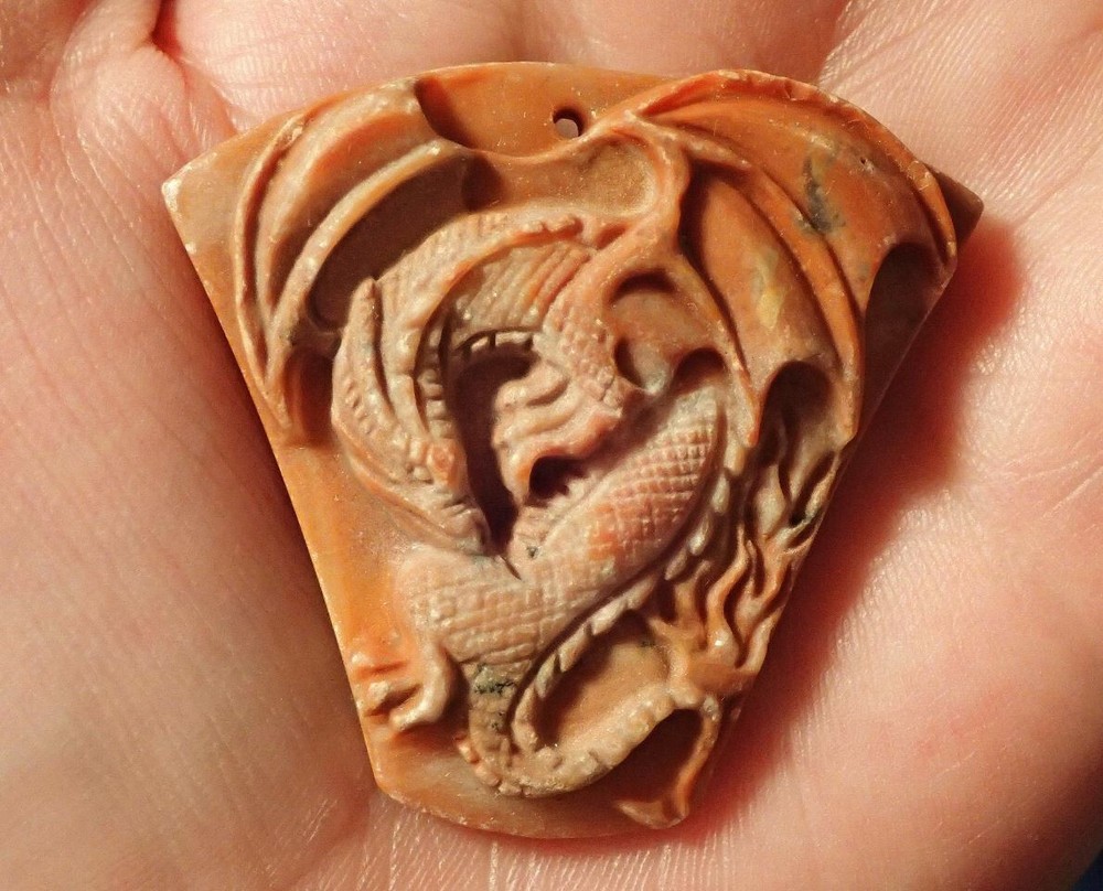 Jasper Carved Dragon Pendant
