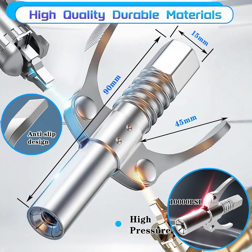 FACITE Grease Gun Coupler Quick Lock and Release Lube Guns 2PCS