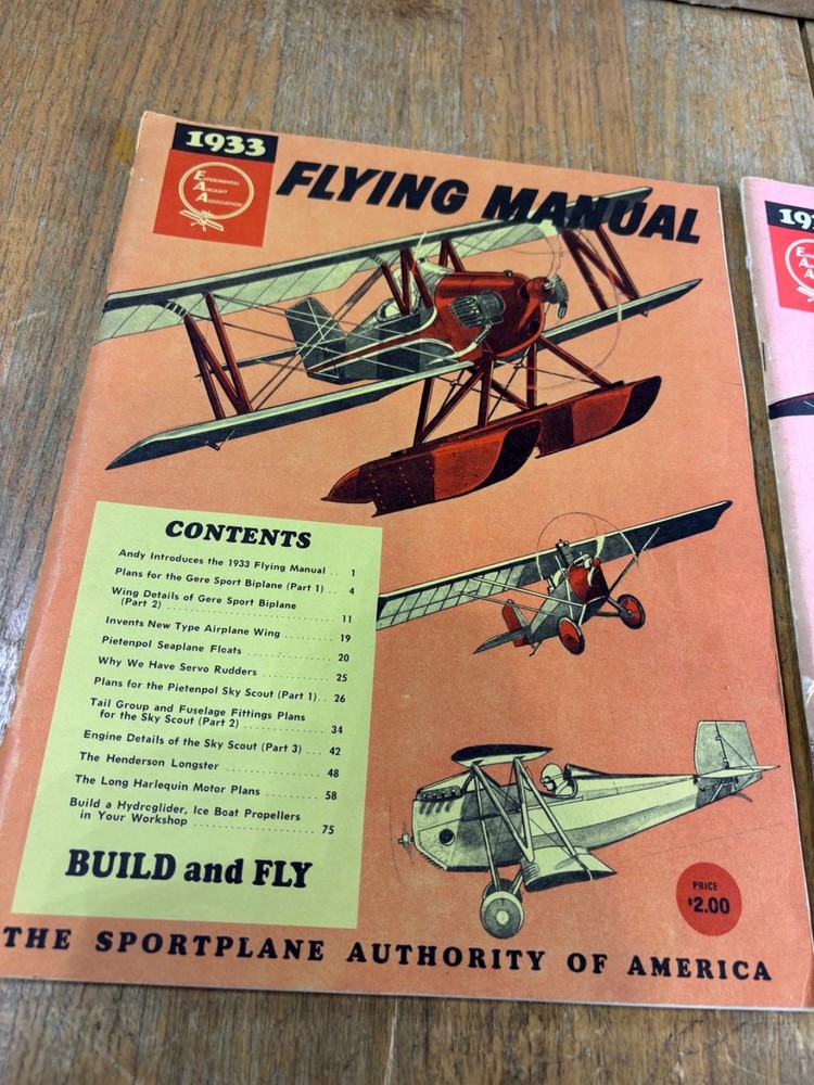1931, 1933 EAA Flying and Glider Manual 1933 Miscellany