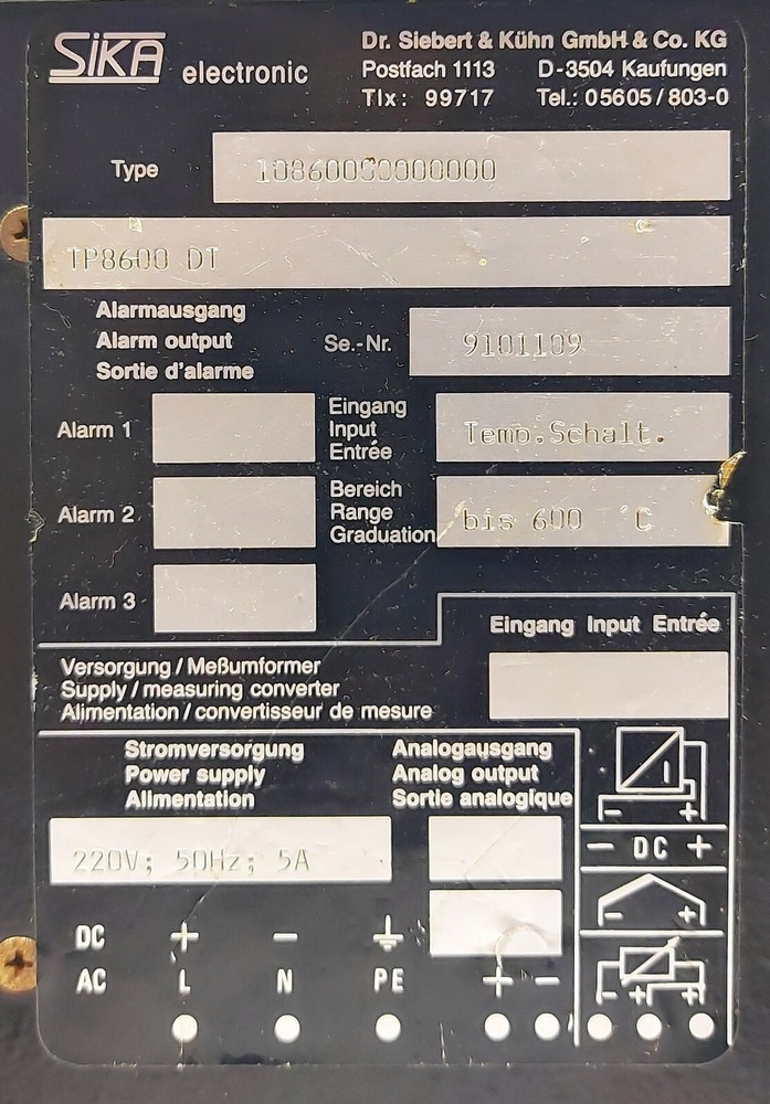 Sika Electronic TP8600 DT 108600 Temperature Calibrator Module