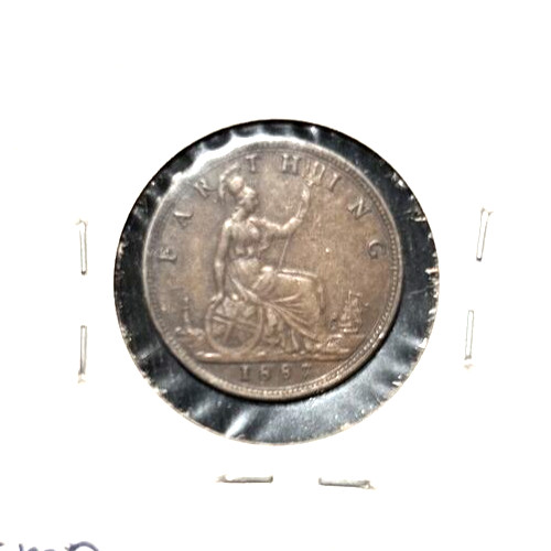 Great Britain 1887 farthing KM 753 AU