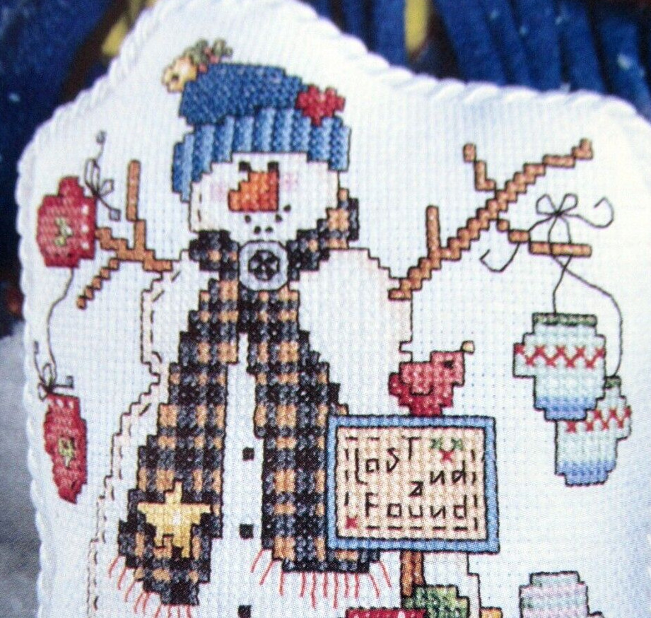 Patchwork Snowman Pals Assorted Christmas Greetings CROSS STITCH PATTERNS