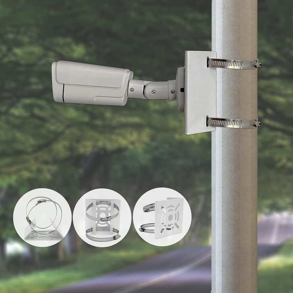 Universal Vertical Pole Mount for Security Camera, Solid Metal Bracket with Loop