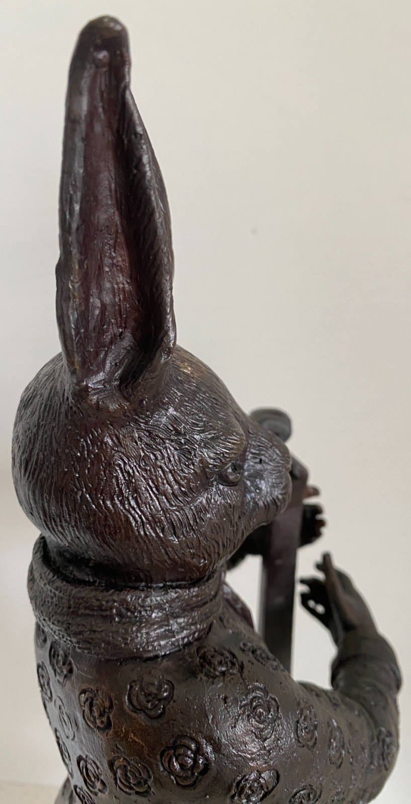 Vtg 17" Bronze Anthropomorphic Rabbit Sculpture Playing Cello Maitland Smith MCM