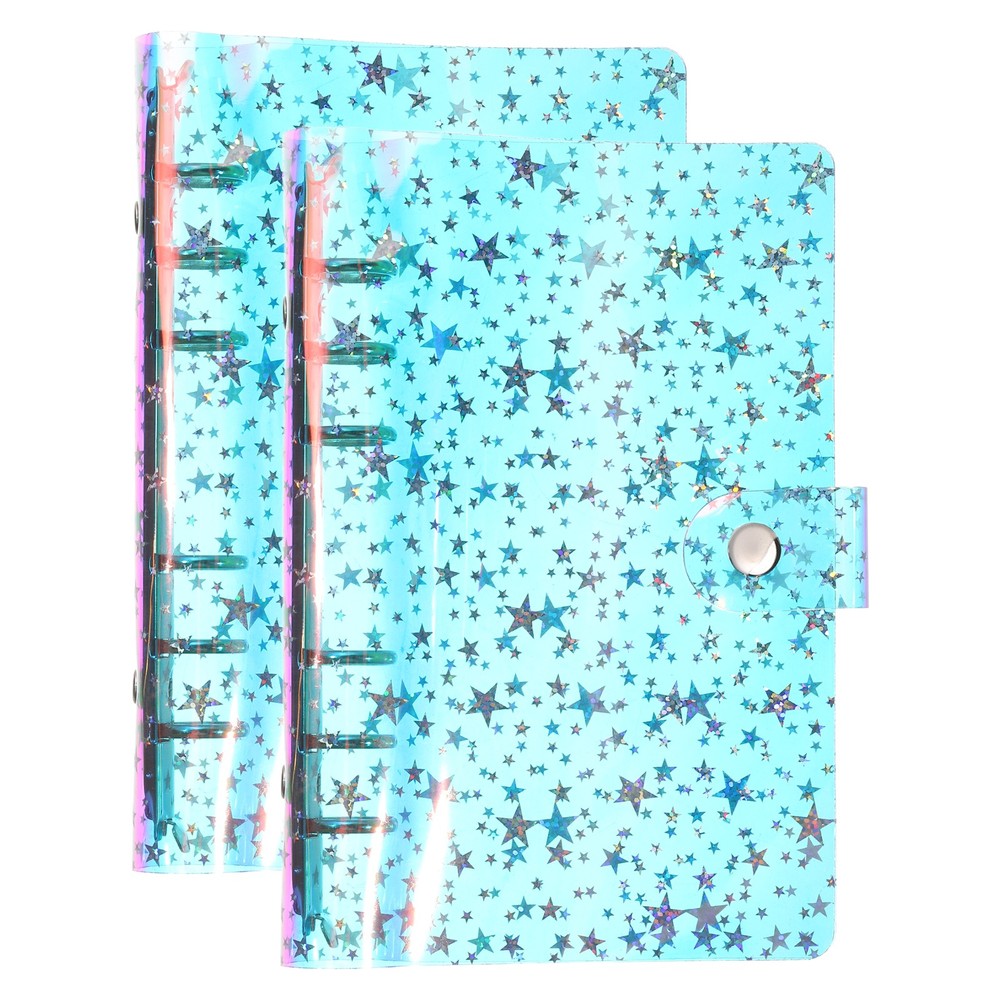 A6 Binder Cover, 2 Pcs Stars Refillable Notebook Shell with Snap Button, Laser