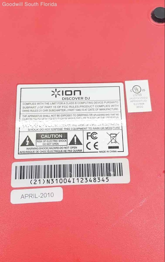 Ion Red And Black Discover DJ Computer DJ Double Deck Controller Not Tested