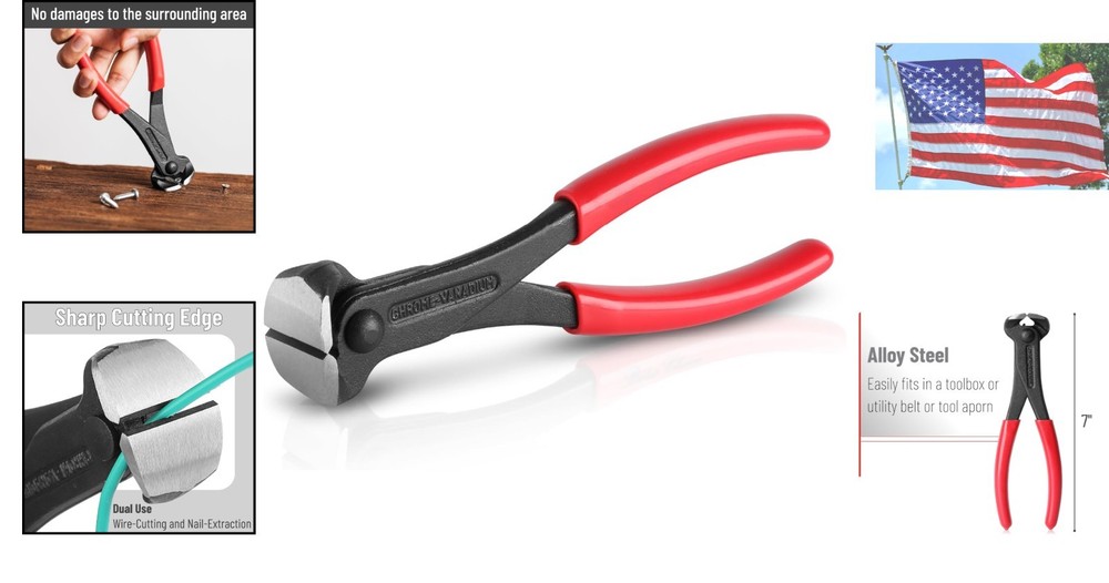 Versatile 7" End Cutting Nail Puller - Durable Tool for Construction & Carpentry