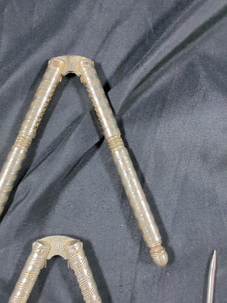 Vintage Nut Cracker Set - 2 HMO Nut Crackers 3 Bamboo Handled Picks Unique Rare