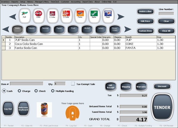 Point of Sale POS system Includes Software Barcode Scanner Thermal Printer Cash
