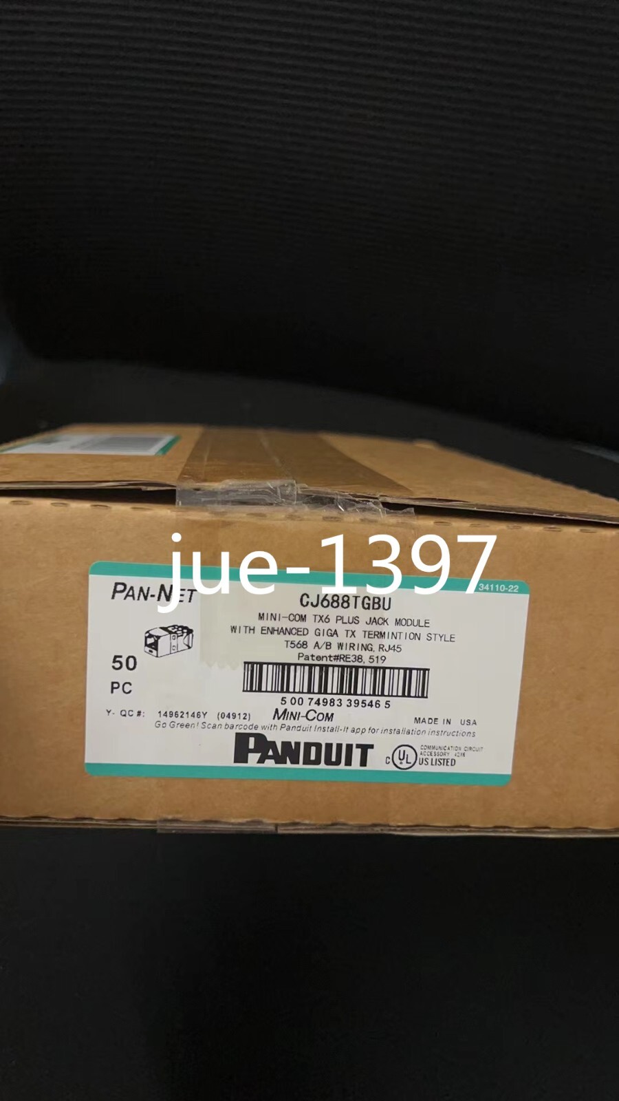 Panduit Giga TX Cat6 jack blue CJ688TGBU BOX OF 50. Free shipping！