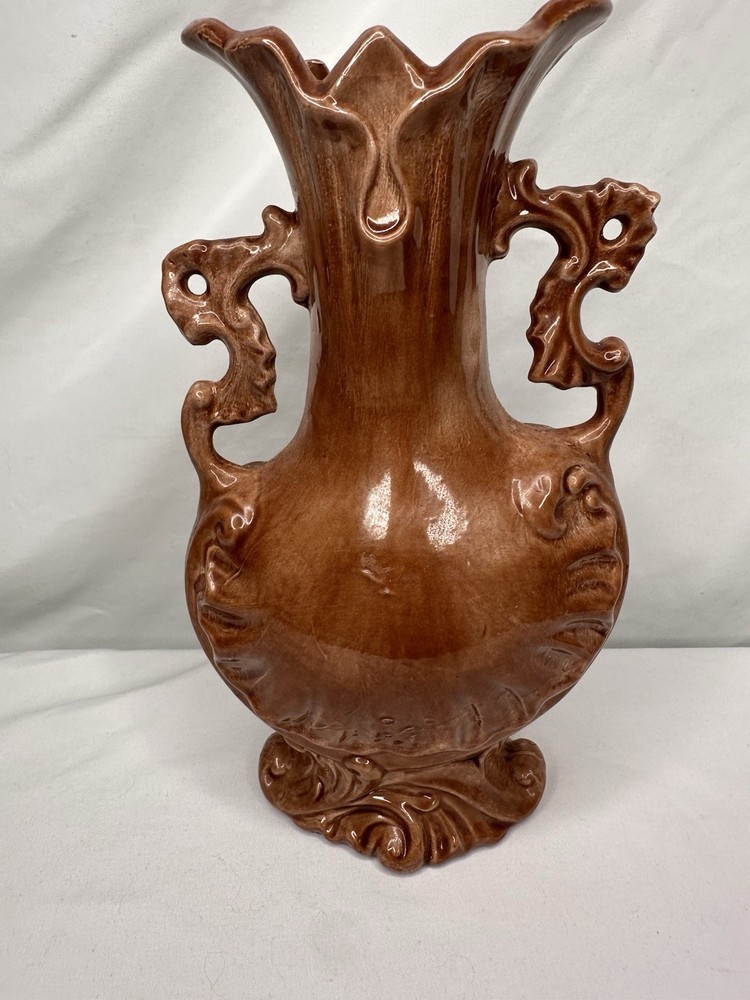 Porcelain Scroll Handles Vase Read Description