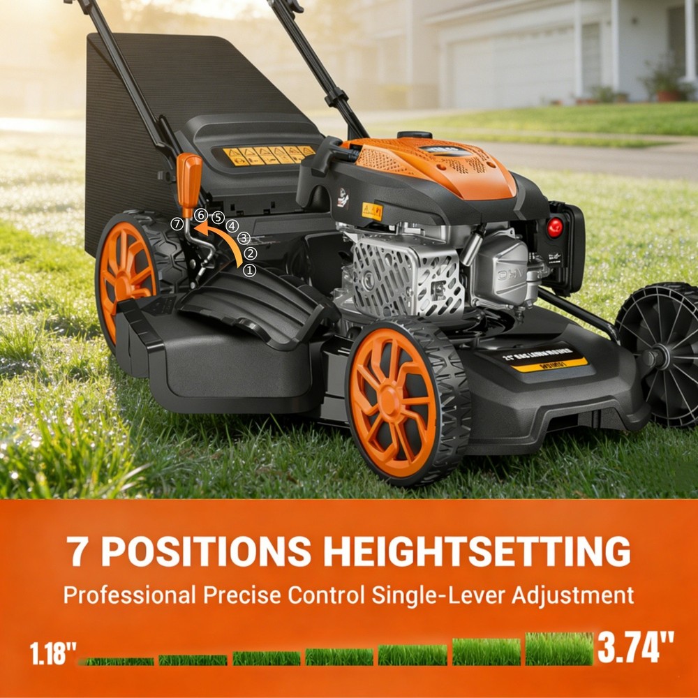 Efurden 21” Self-Propelled Lawn Mower Gas Powered with Bagger 170cc Engine