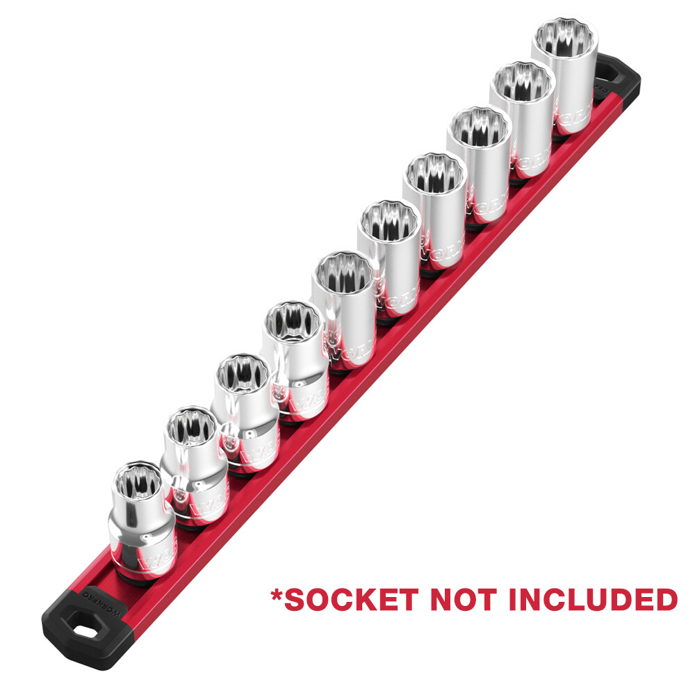 WORKPRO Magnetic Socket Organizer 3/8 Drive Socket Rail Heavy Duty Socket Holder