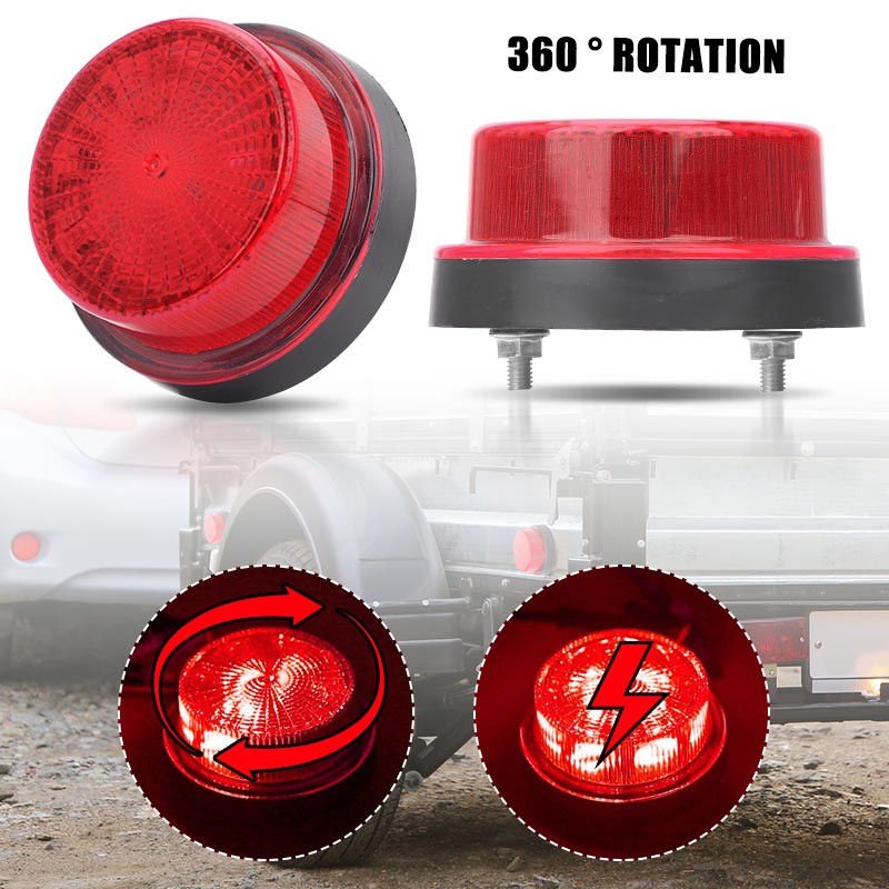 2X 360° LED Rotating Strobe Light Rooftop Flash Beacon Warning Lamp Red 12V-24V