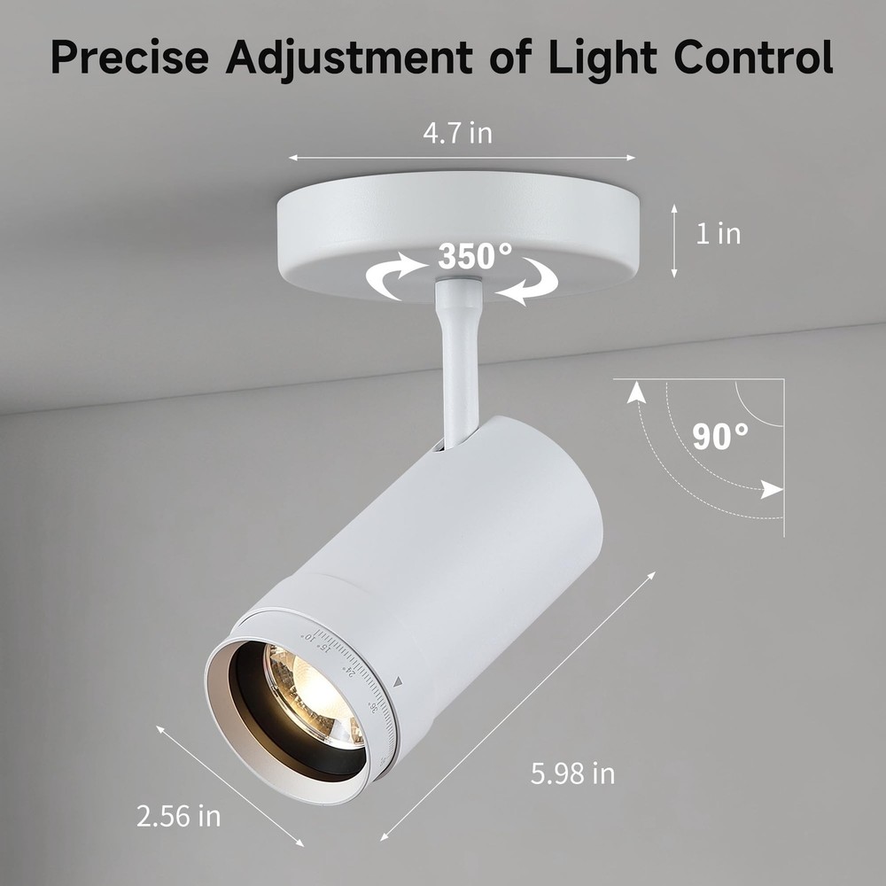 9W LED Zoomable Ceiling Spotlight, Dimmable Directional Wall Surface Fixture,...