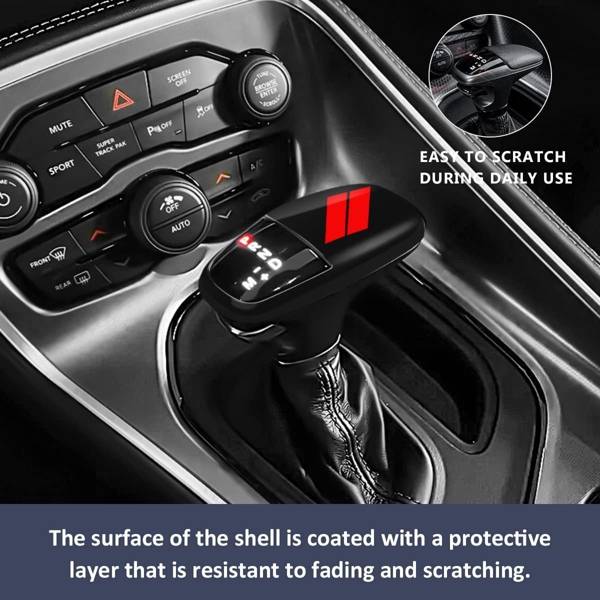 Auovo Gear Shift Knob Cover Trim for Dodge Charger Challenger Durango Accessory