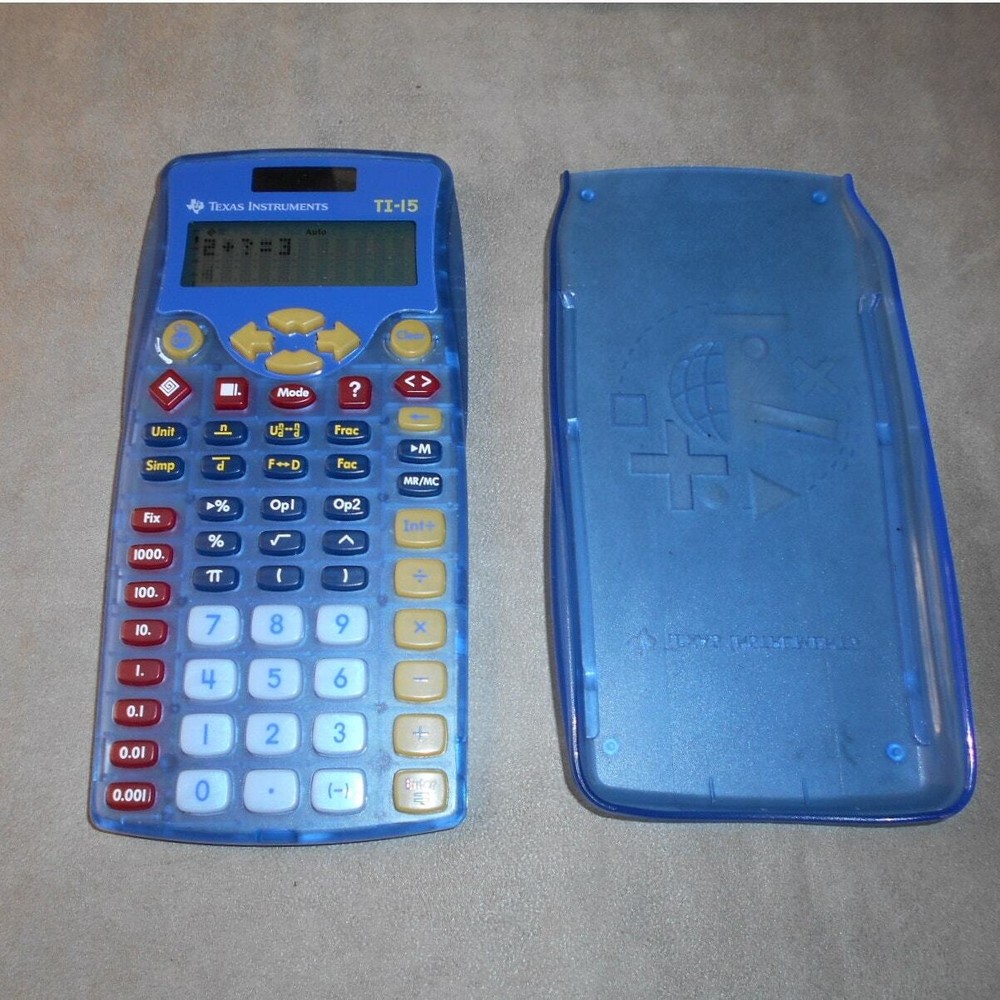 Texas Instruments TI-15 Explorer Elementary Calculator w/Cover Solar Powered