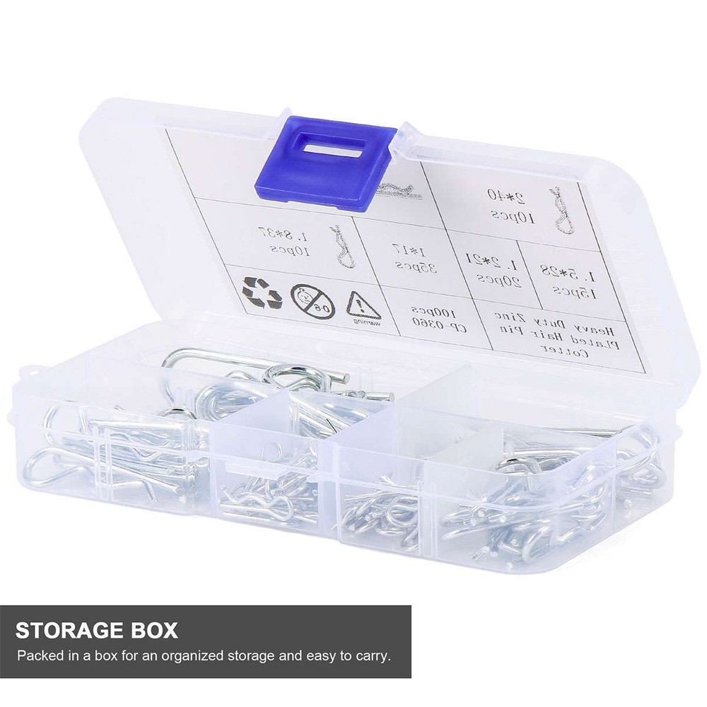 100 Pcs Cotter Pin Assortment Set 6 Sizes Grab Split Fixings Securing Lock Pins