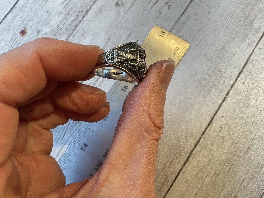 ORIGINAL WWII USAAF MINTY PILOT RING BY HJ - STERLING