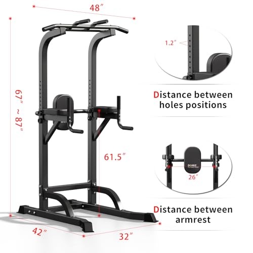 Power Tower Pull Up Bar and Dip Station, Multi-Function Home Gym, Black-02