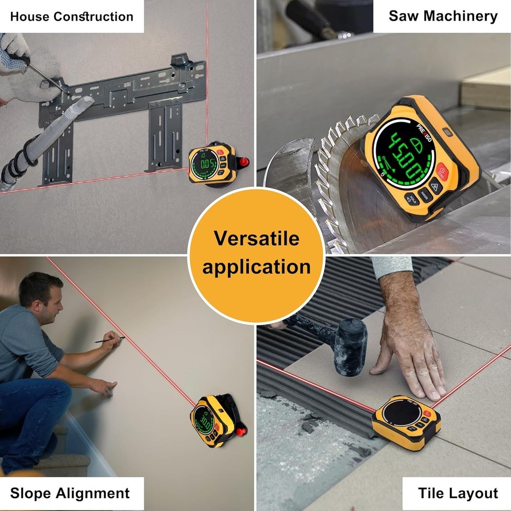 Precision Digital Angle Finder & Laser Level: Compact Tool with Wall Mount Base