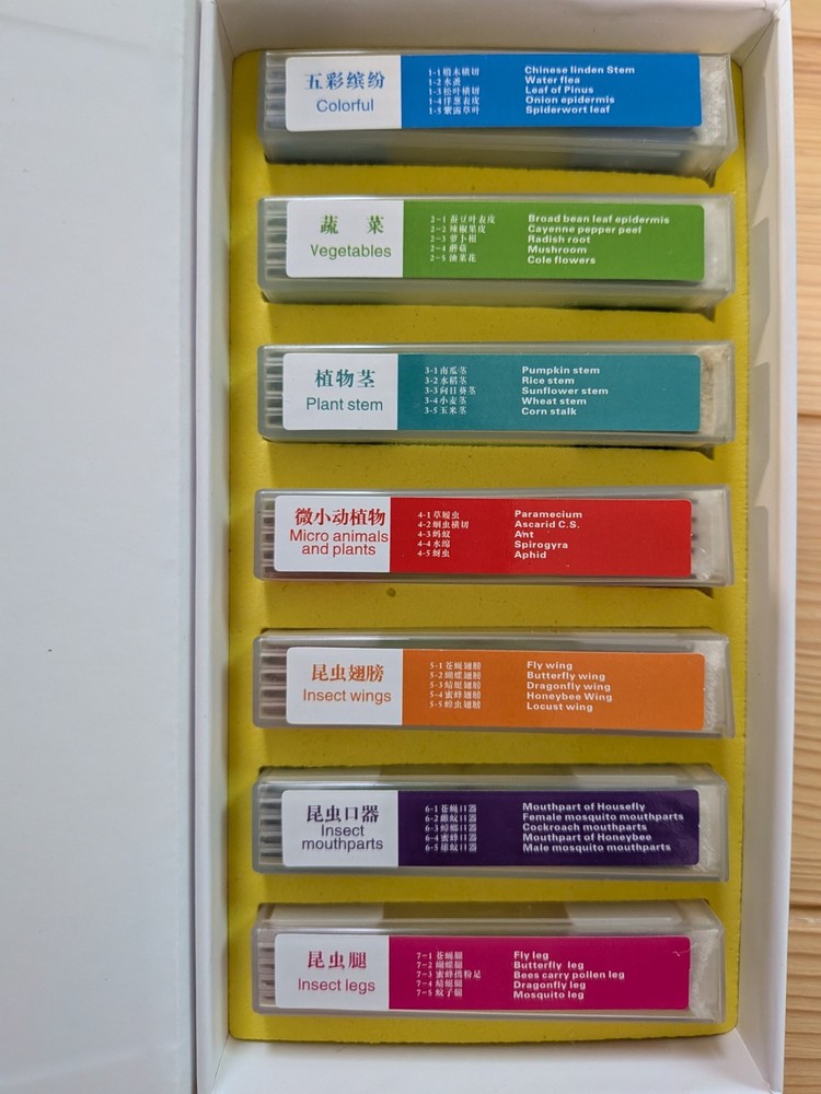 35 Prepared Microscope Slides Set – Plant, Insect & Microorganism - Educational