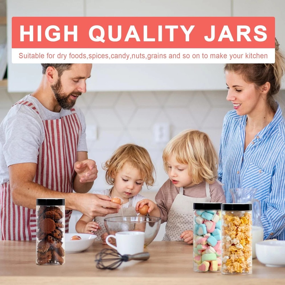 Plastic Jars with Lids 16 oz 24Pack Empty Clear for Storage Round Leakproof