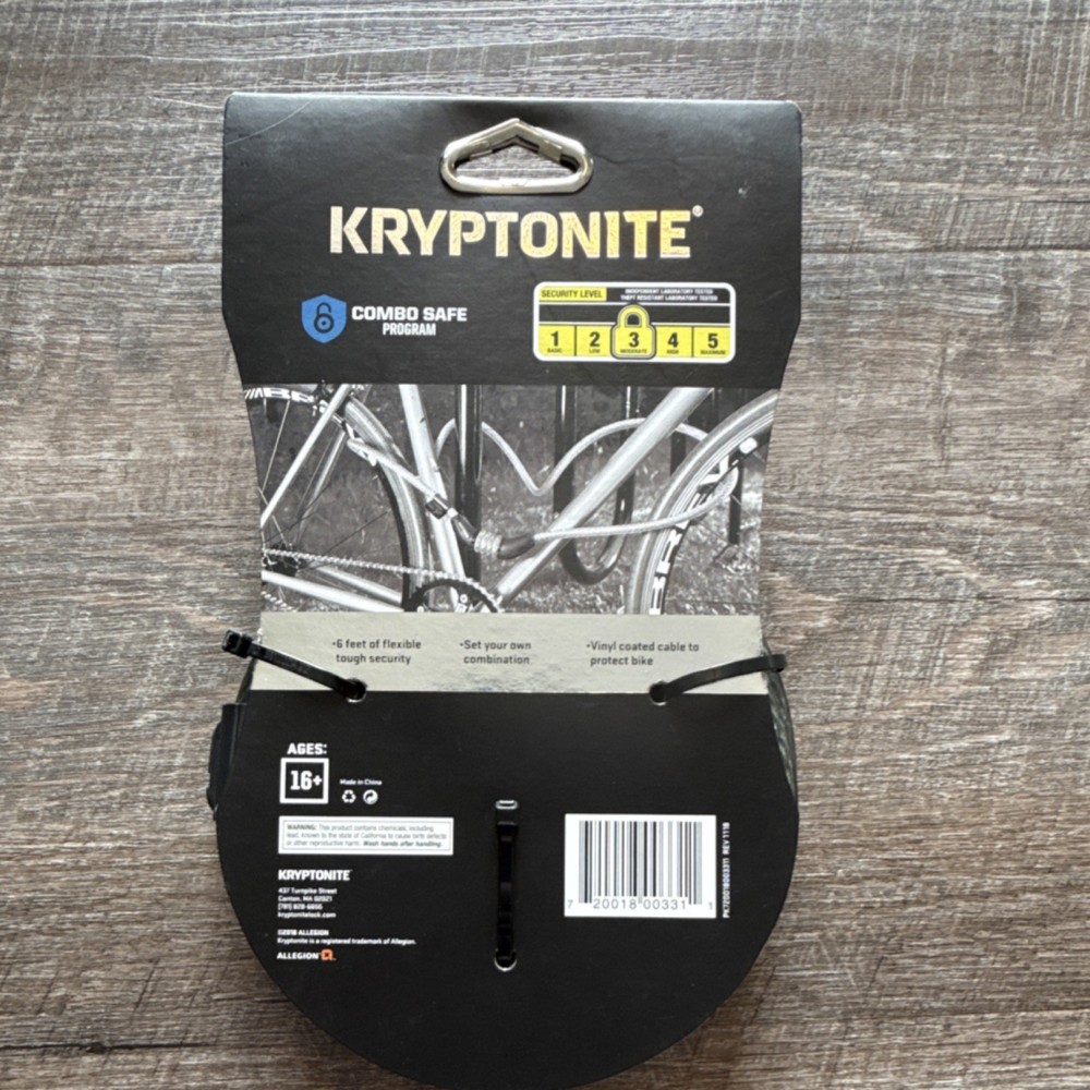 Kryptonite Resettable Combination Cable Bike Lock 6ft x 12mm High Security