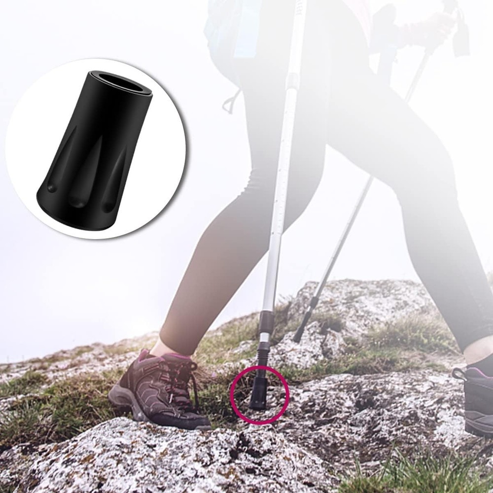 8 Durable Rubber Trekking Pole Tips - Essential Hiking Accessories for Stability