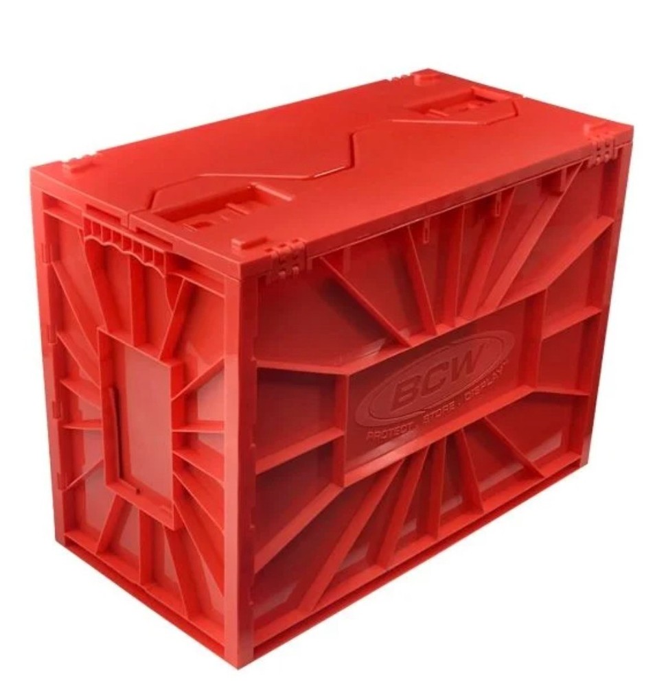 BCW Short Comic Bin Stackable w/ Locking Lid (Red Plastic) - FREE Shipping!