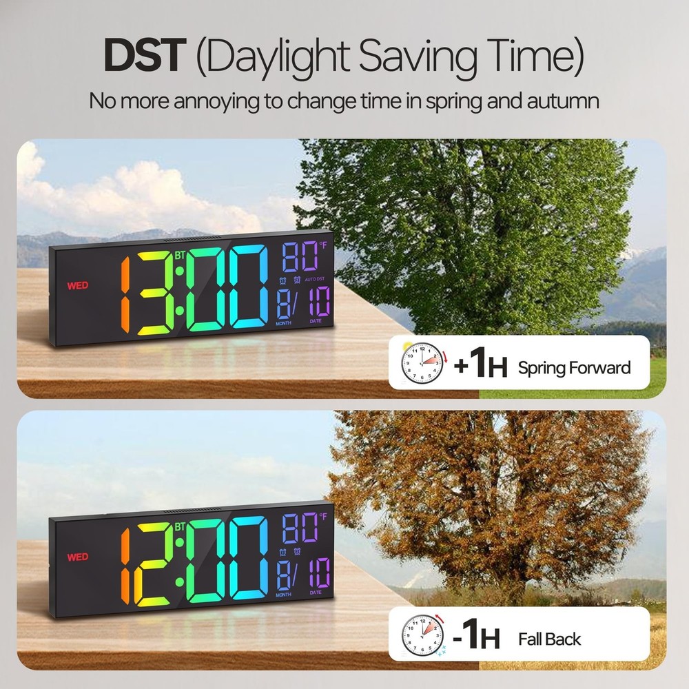 JALL 16.2" Large Digital Wall Clock with Seconds, Bluetooth Sync, A... Fast Ship