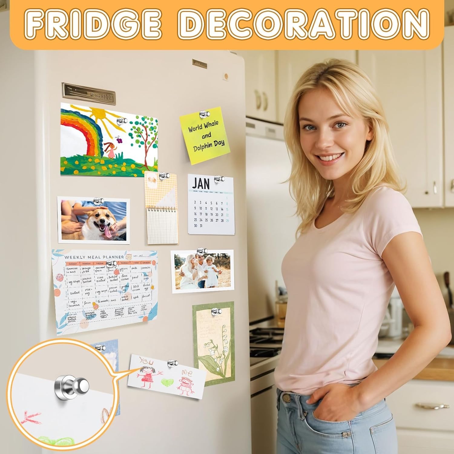 12Pcs Strong Fridge Magnets for Whiteboard Kitchen Office Locker Heavy Duty