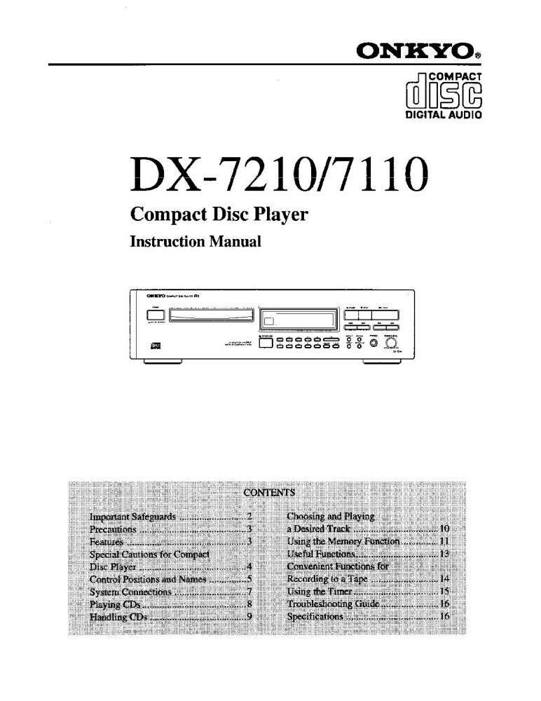 Onkyo DX-7110 CD Player Owners Manual