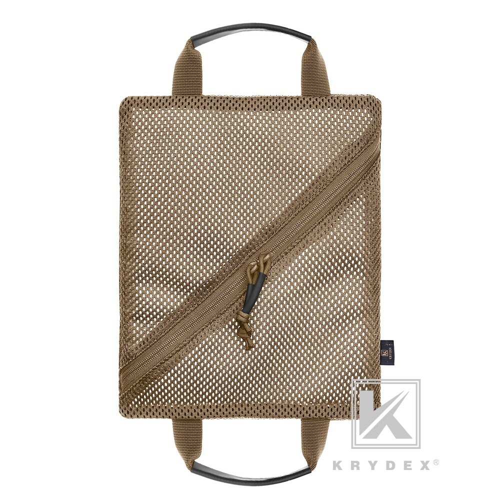 KRYDEX 2pcs Tactical Mesh Pouch Set Modular Storage Organizer Pockets Coyote