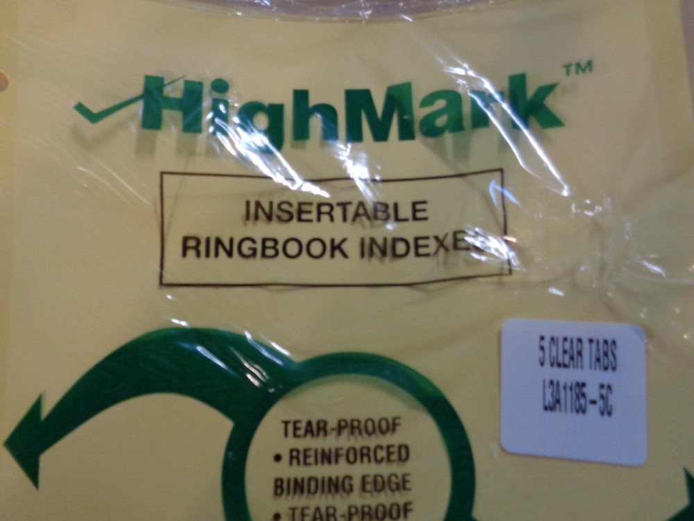 HighMark Ring Book Indexes 1 set Insertable 5 Index Dividers