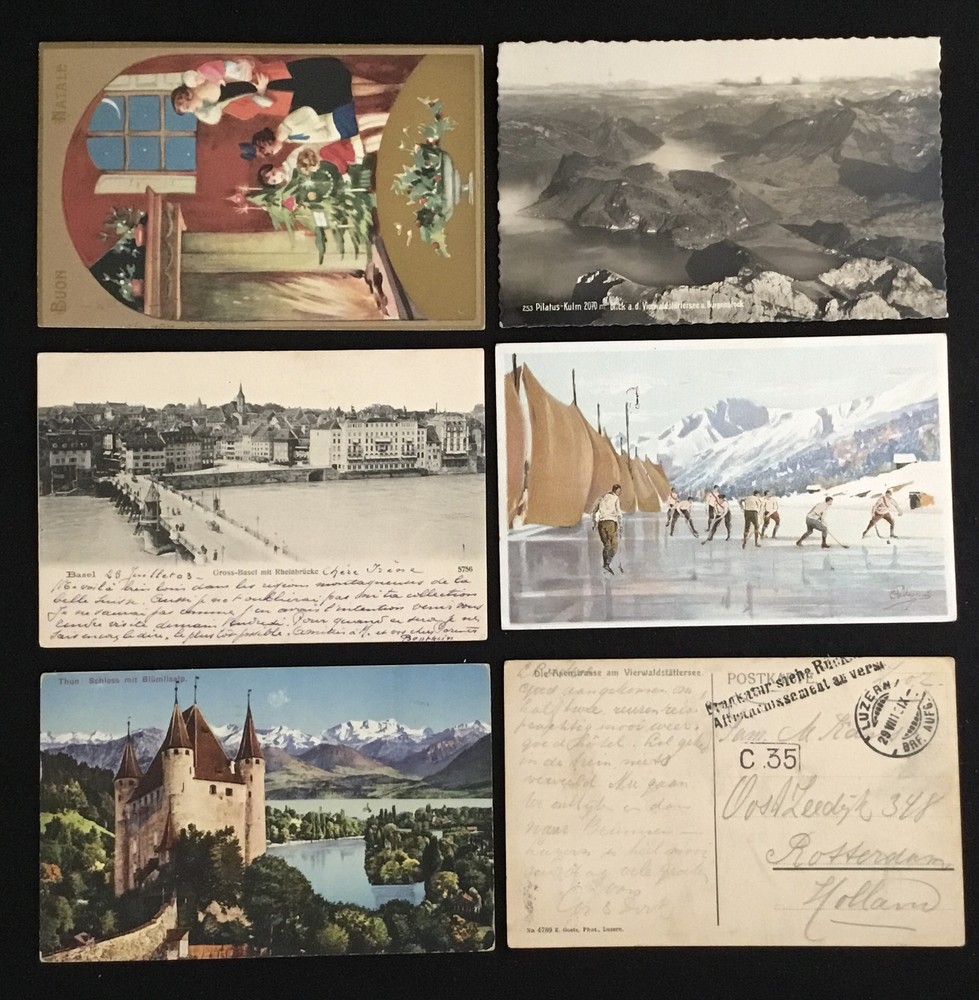 SWITZERLAND 6 x OLD PPC - POSTMARKS etc.. F/VF @3