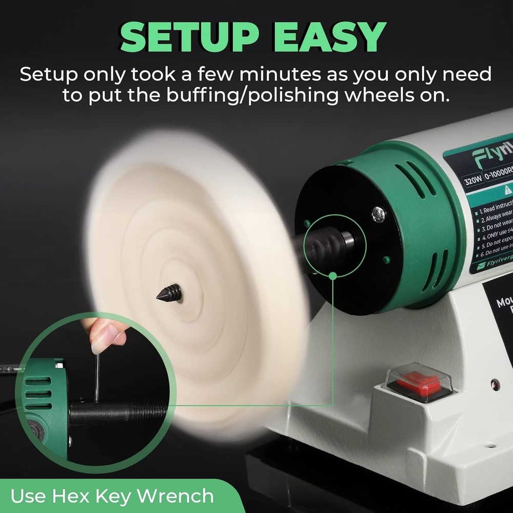 Bench Buffer Polisher Jewelry Polisher Adjustable Variable Speed Bench Buffer W/