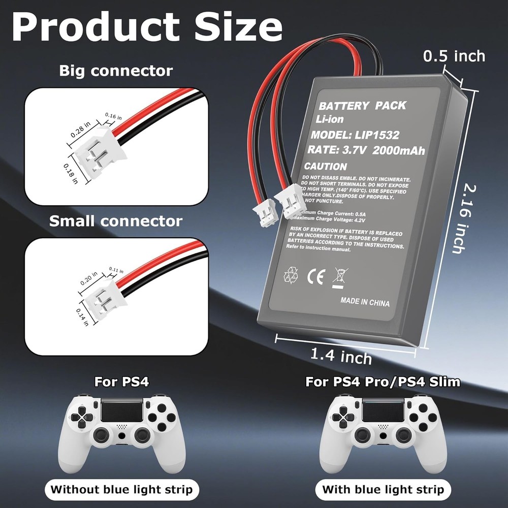 Reliable 2 Pcs Rechargeable Batteries for PS4Pro/PS4Slim - Includes Toolkit