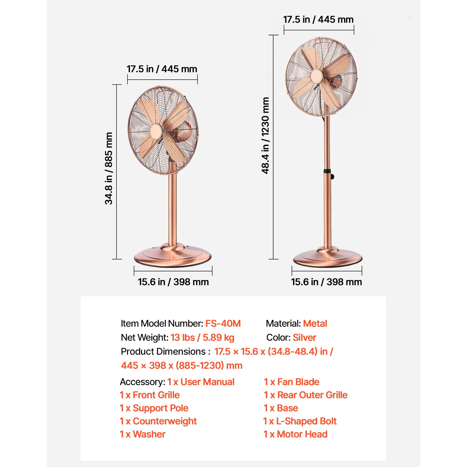 Uimoso 16 in Industrial Oscillating Pedestal Fan with High Airflow 1450CFM