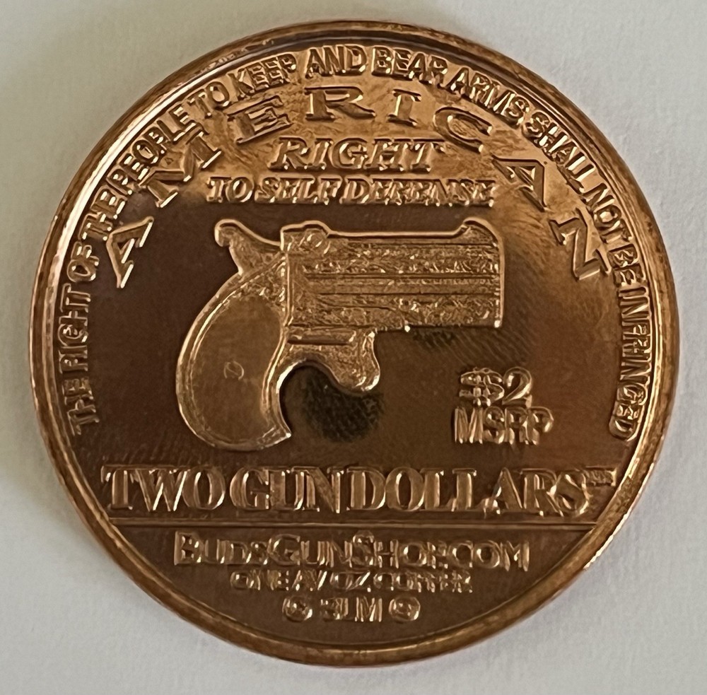 2014 Buds Gun Copper 1 Oz Second Amendment Deringer Liberty Round.