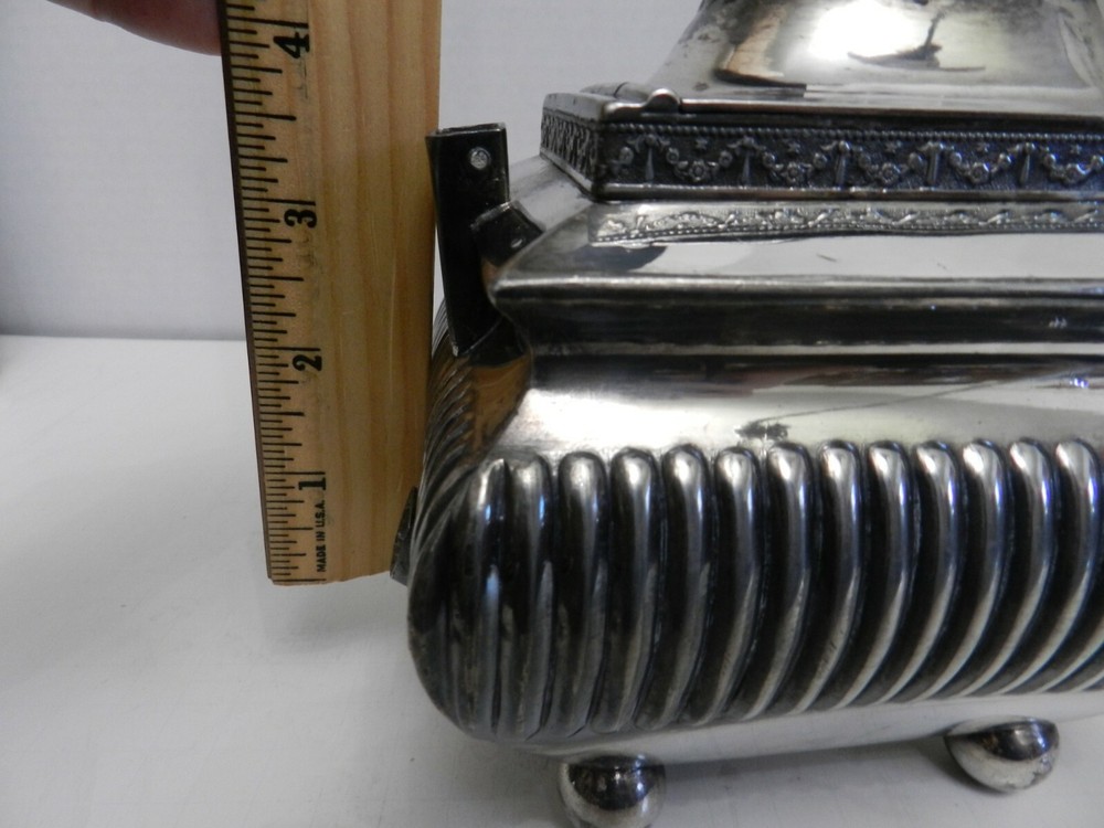 CC-bx SILVERPLATE ANTIQUE TEAPOT, SQUARED, MISSING HANDLE - DANIEL & ARTER