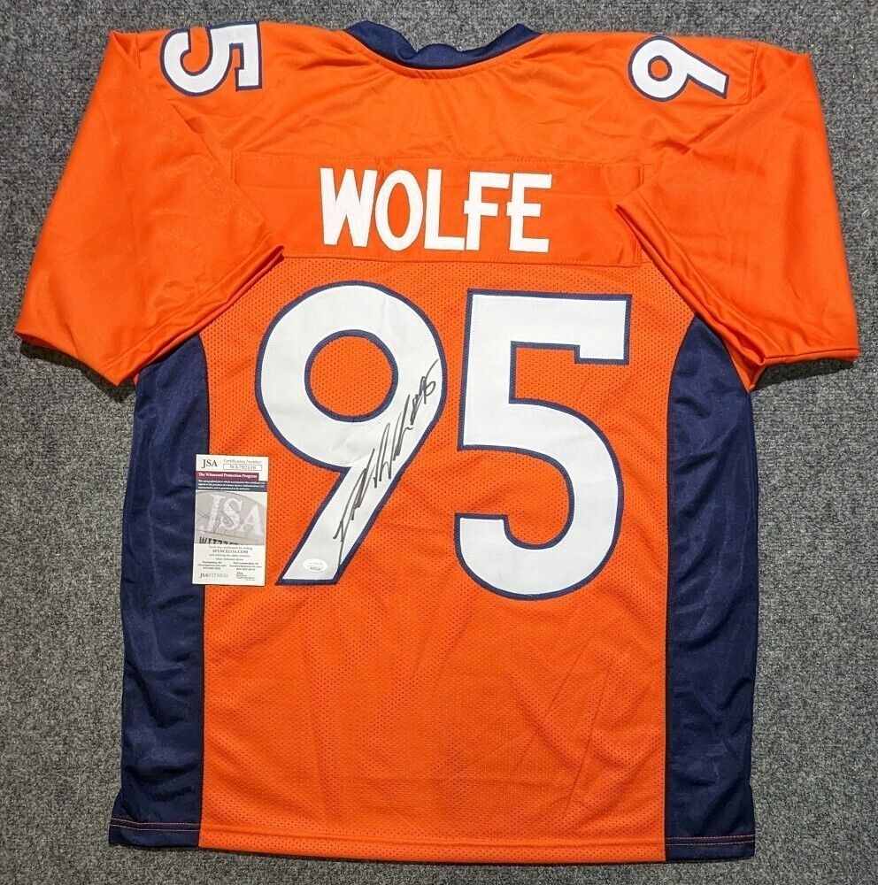 DENVER BRONCOS DERRICK WOLFE AUTOGRAPHED SIGNED JERSEY JSA COA
